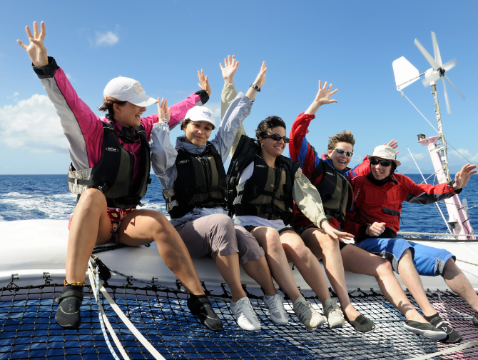 Photo Trimaran de course ambiance à bord